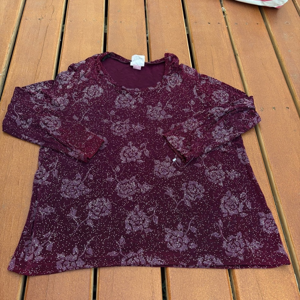 On Earth Wear Burgundy Floral Top